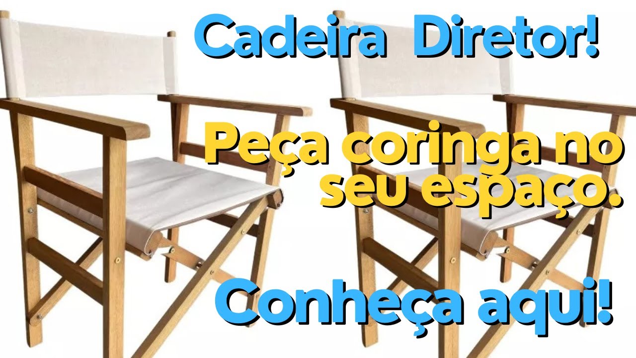 Cadeira Diretor Cinema  dobrável madeira maciça e tecido Garimmpo Cedro Rosa