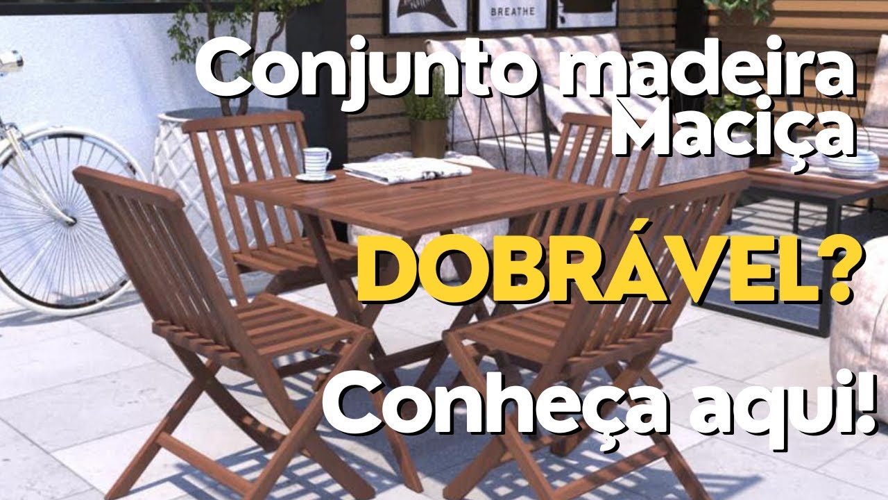 Conjunto Artek madeira maciça  mesa e 4 cadeiras dobráveis   Garimmpo Cedro Rosa