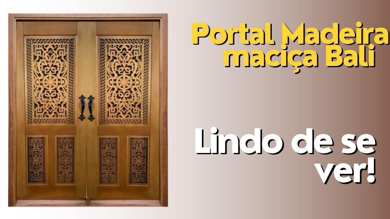 Portal duas folhas madeira Maciça  Entalhado Modelo  Bali