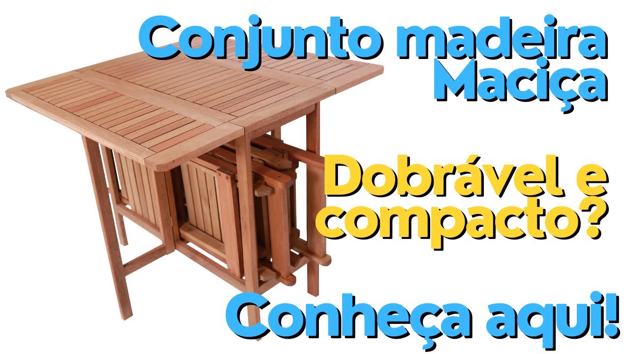 Conjunto Veneza dobrável madeira maciça Garimmpo Cedro Rosa