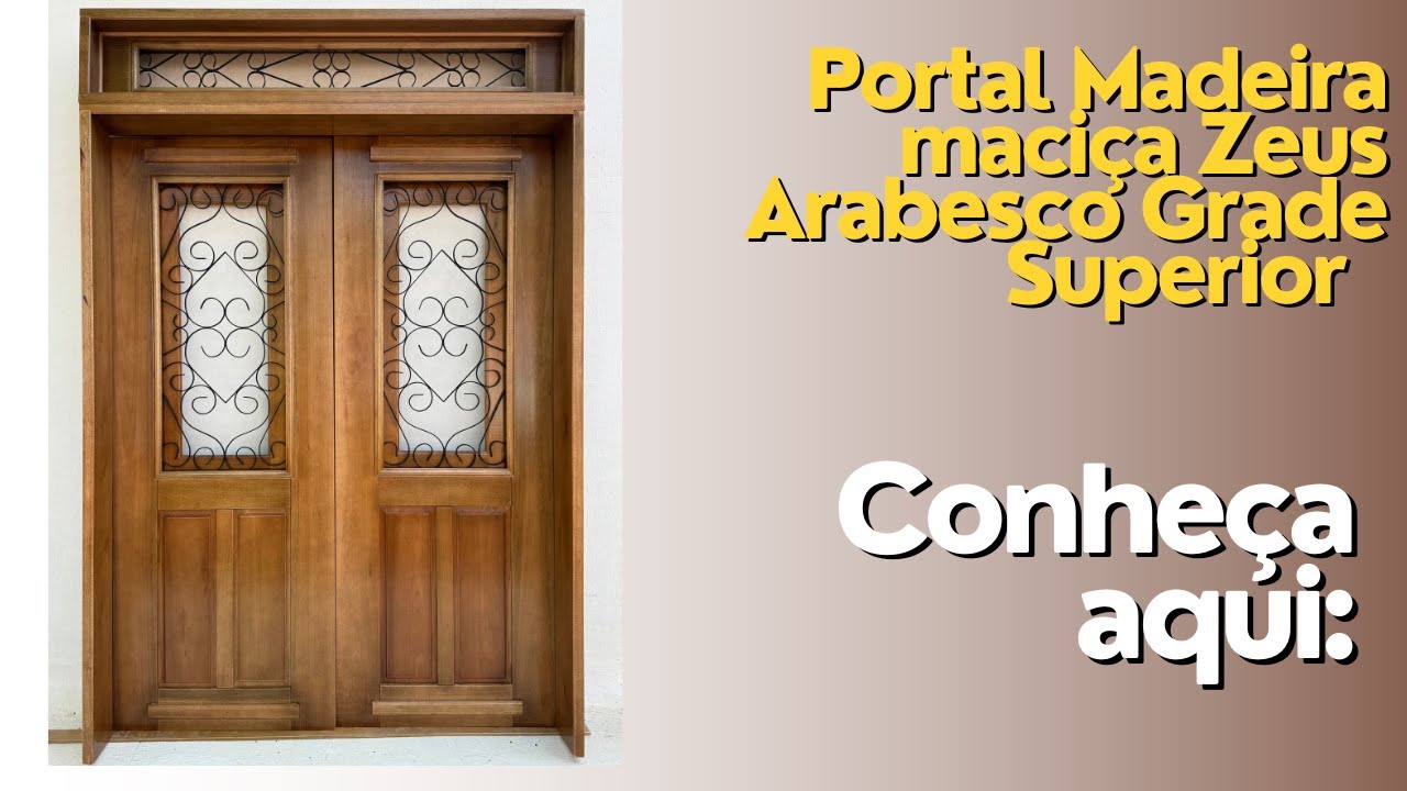 Portal madeira Maciça Modelo  Zeus Arabesco com grade superior
