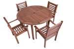 Conjunto Mesa E 4 Cadeiras Madeira Munik Furo Para Ombrelone - Imagem 4