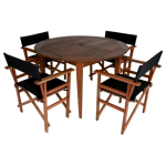 Conjunto Mesa Redonda e 4 Cadeiras Estilo Diretor