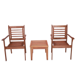 Conjunto 02 Unidades Cadeira Poltrona E Mesa De Centro Madeira Maciça
