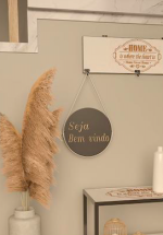Plaquinha Decorativa Entalhada Seja Bem Vindo - Imagem 3