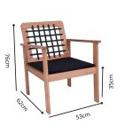 Conjunto Poltronas, Sofá e Mesinha Madeira Maciça e Corda Náutica - Imagem 7
