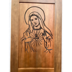 Portal duas folhas Madeira Maciça Entalhada modelo Sagrado coração de Maria - Imagem 3