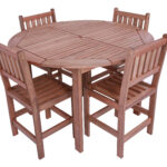 Conjunto Em Madeira Maciça Mesa Redonda E 4 Cadeiras