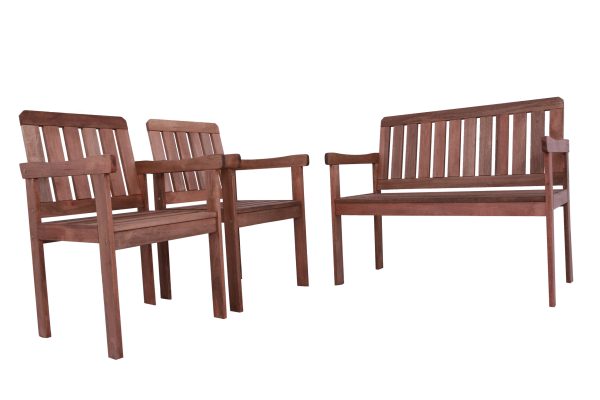 Conjunto Siror 3 Peças Namoradeira, Poltronas Para Jardim Em Madeira Maciça - Imagem 2