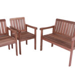 Conjunto Siror 3 Peças Namoradeira, Poltronas Para Jardim Em Madeira Maciça