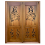 Portal duas folhas Madeira Maciça Entalhada modelo Sagrado coração de Jesus